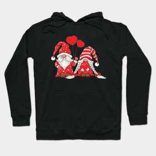 Gnomes couple Holding Hearts love pattern Valentines gnome Hoodie